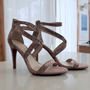 Jessica Simpson Rose Glitter Strappy High Heels